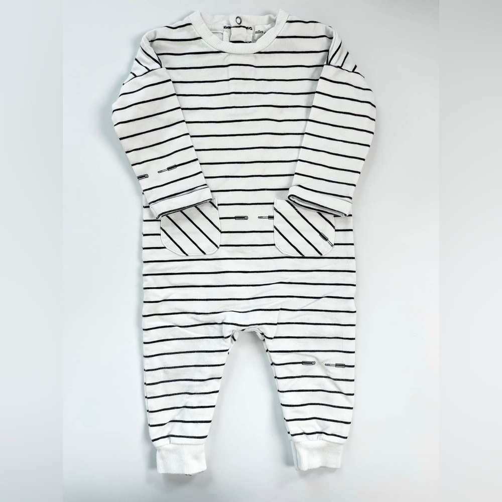 Miles The Label Black and White Striped Jumpsuit Minimalist Design